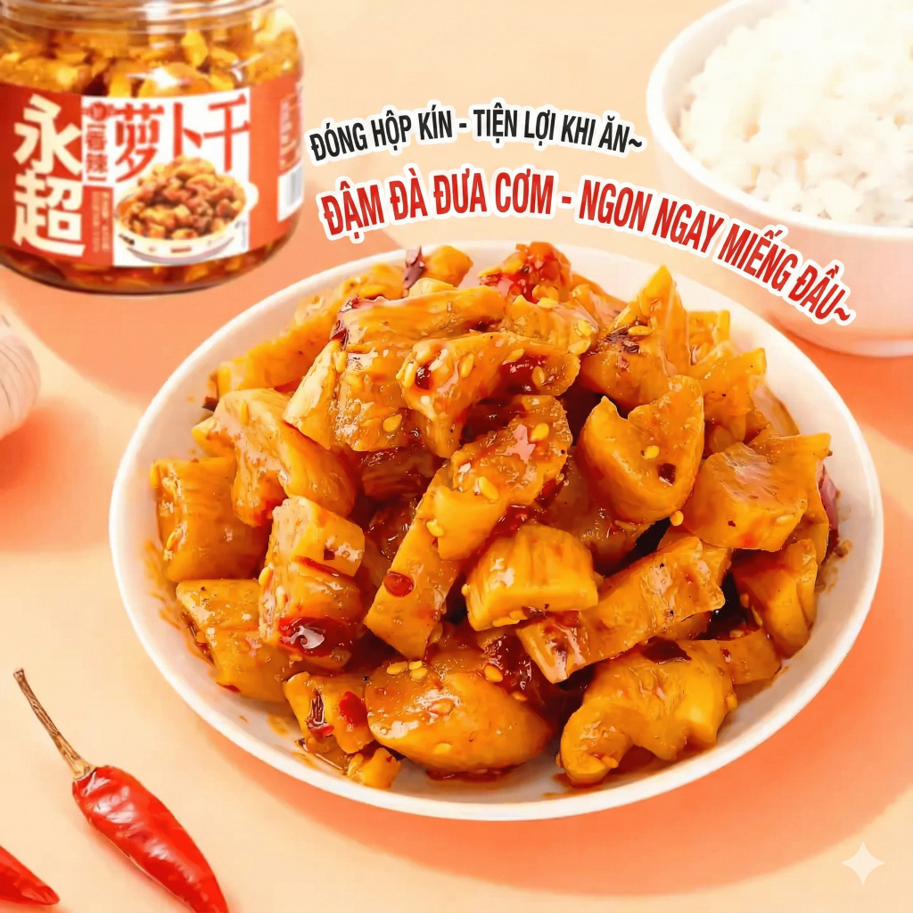 Củ Cải Muối Tứ Xuyên Giòn Cay 400g - Ca La Thầu Ăn Liền 2 Vị (Cay Tê/Cay Vừa) Đậm Đà, Đồ Ăn Kèm Cơm Luka Food