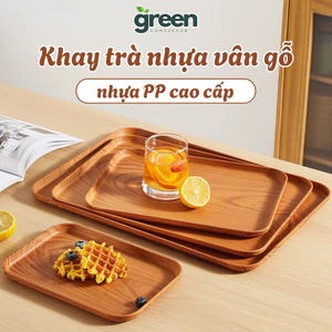 Khay Nhựa Vân Gỗ Decor Sang Trọng, Khay Đựng Đồ Ăn, Bánh Kẹo, Trái Cây, Cafe Chống Nước, Dễ Lau Chùi