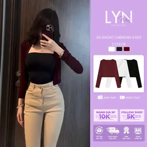 | LYN WEAR | Áo Khoác Cardigan Nữ Tay Dài Ôm Body Croptop 4 Nút ngắn Hở Eo Gợi Cảm