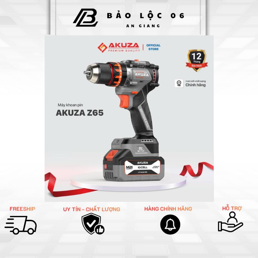 Máy Khoan pin Akuza Z65-Không Chổi Than, Đầu Kẹp 13mm,Lực 65Nm-Motor không chổi than-Móc kim loại
