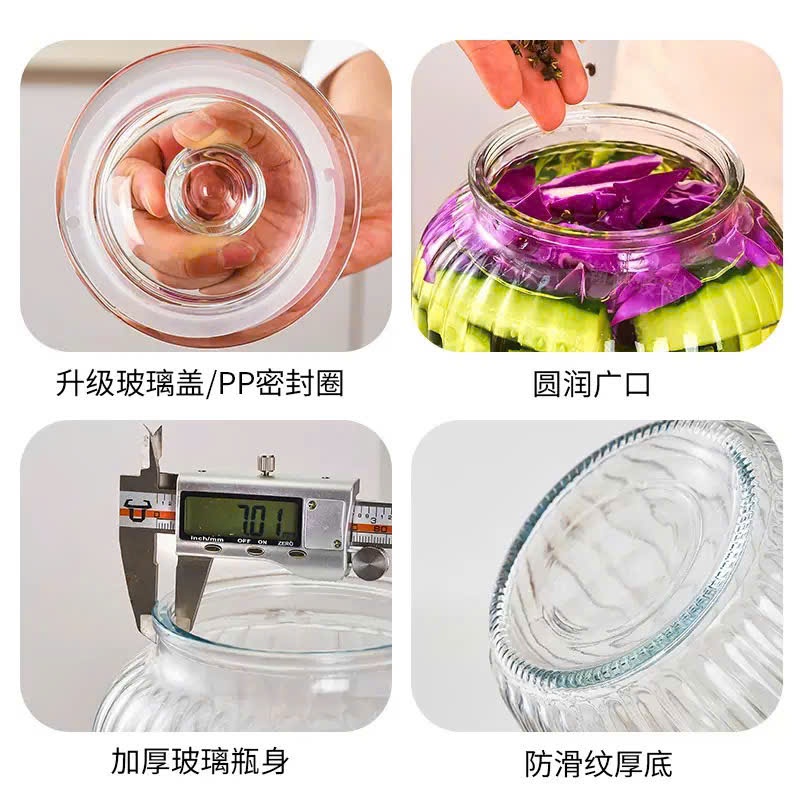 Combo 3 Hũ Thủy Tinh Sọc Hình Quả Bí – Đựng Gia Vị, Ngâm Trái Cây, Đồ Khô (Nhiều Dung Tích)
