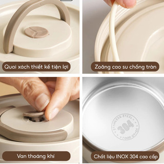 Hộp Cơm Giữ Nhiệt Inox 304 Cao Cấp (3-4 Tầng), Cặp Lồng Cơm Văn Phòng Hâm Nóng Cách Thủy, Chống Tràn