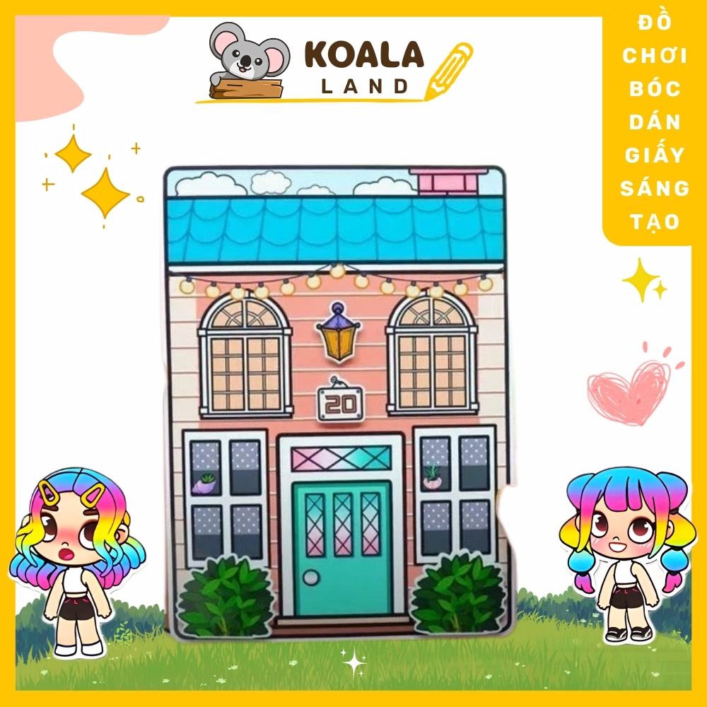 Đồ chơi giấy ngồi nhà búp bê bằng giấy cô gái tóc hồng siêu dễ thương(CAM) đồ chơi thủ công DIY