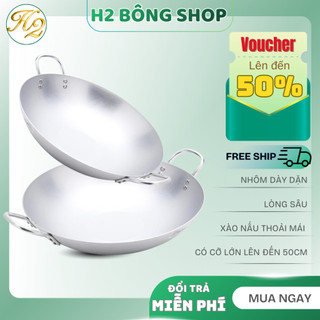 Chảo nhôm xào sâu lòng Sơn Dung đủ cỡ, chảo nhôm 2 quai dày dặn