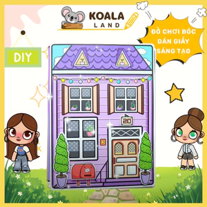 Búp bê giấy đồ chơi bóc dán thủ công Ngôi nhà Purple and Blue toca boca