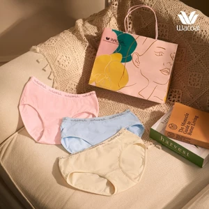 Quần lót Wacoal IIP3408 95% Cotton Mềm thoáng bản lưng to dưới rốn pastel trẻ trung - IP3408