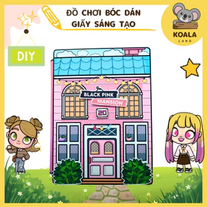 Búp bê giấy tocaboca đồ chơi giấy AVATAR Black Pink Mansion Quiet Book -ĐỒ CHƠI THỦ CÔNG DIY