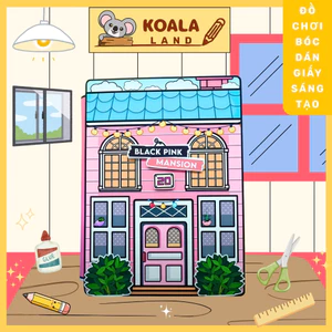 Tocaboca học liệu bóc dán thông minh Montessori ngôi nhà blackpink đồ chơi búp bê bằng giấy ép nhựa cao cấp h06 Giấy in