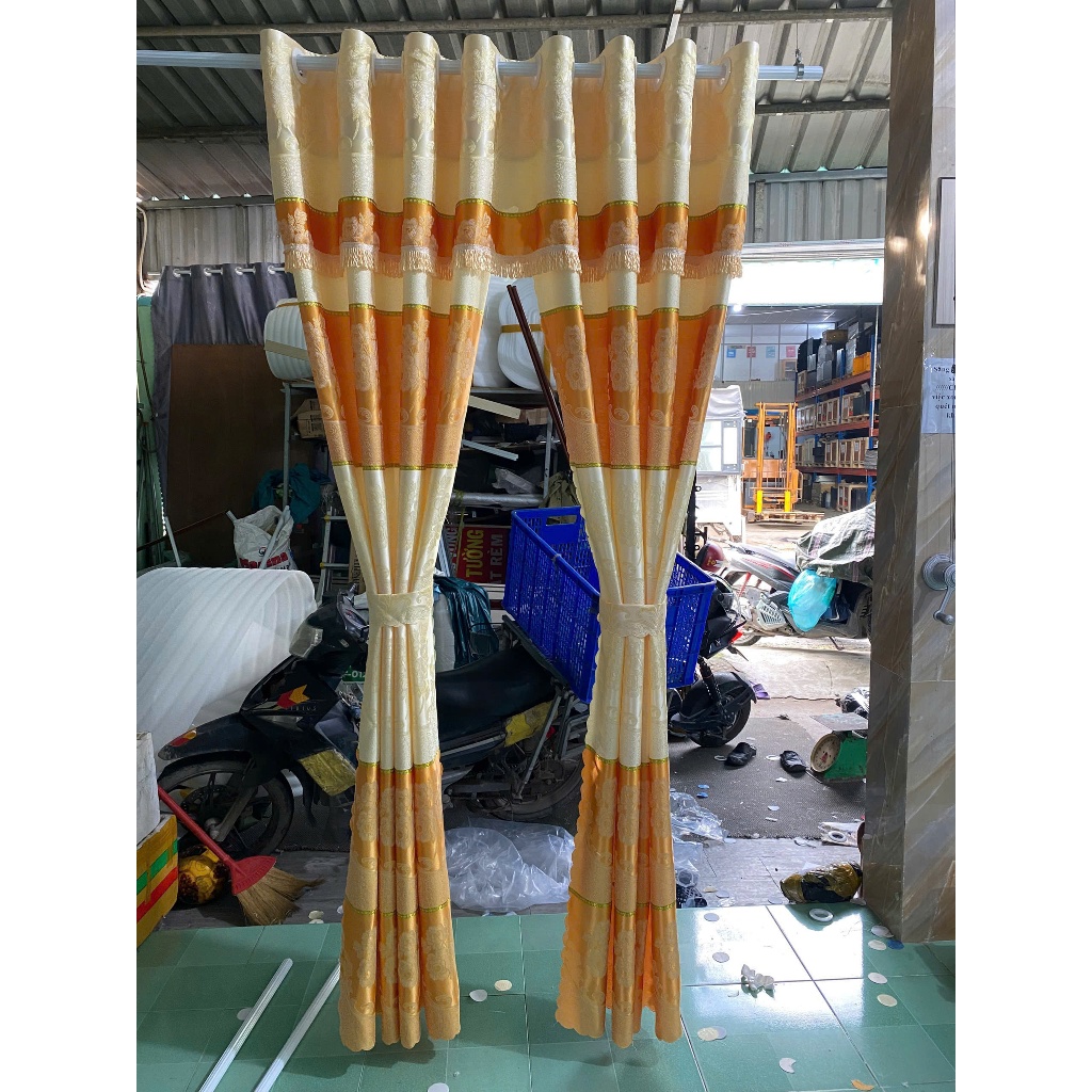 Trọn bộ cửa buồng gấm hoa văn ( không thanh treo & có thanh treo ) RÈM CỬA VIỆT HÀN