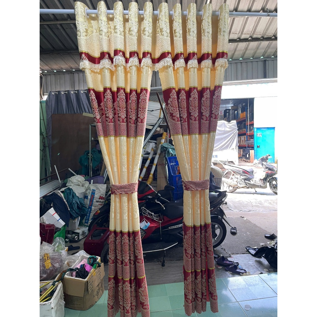 Trọn bộ cửa buồng gấm hoa văn ( không thanh treo & có thanh treo ) RÈM CỬA VIỆT HÀN