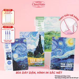 Sổ Còng VanGogh A5 B5 Bìa In 2 Mặt, Sổ Binder Còng Nhựa Bền Khó Gãy Thay Giấy Refill BC-03/BC-07