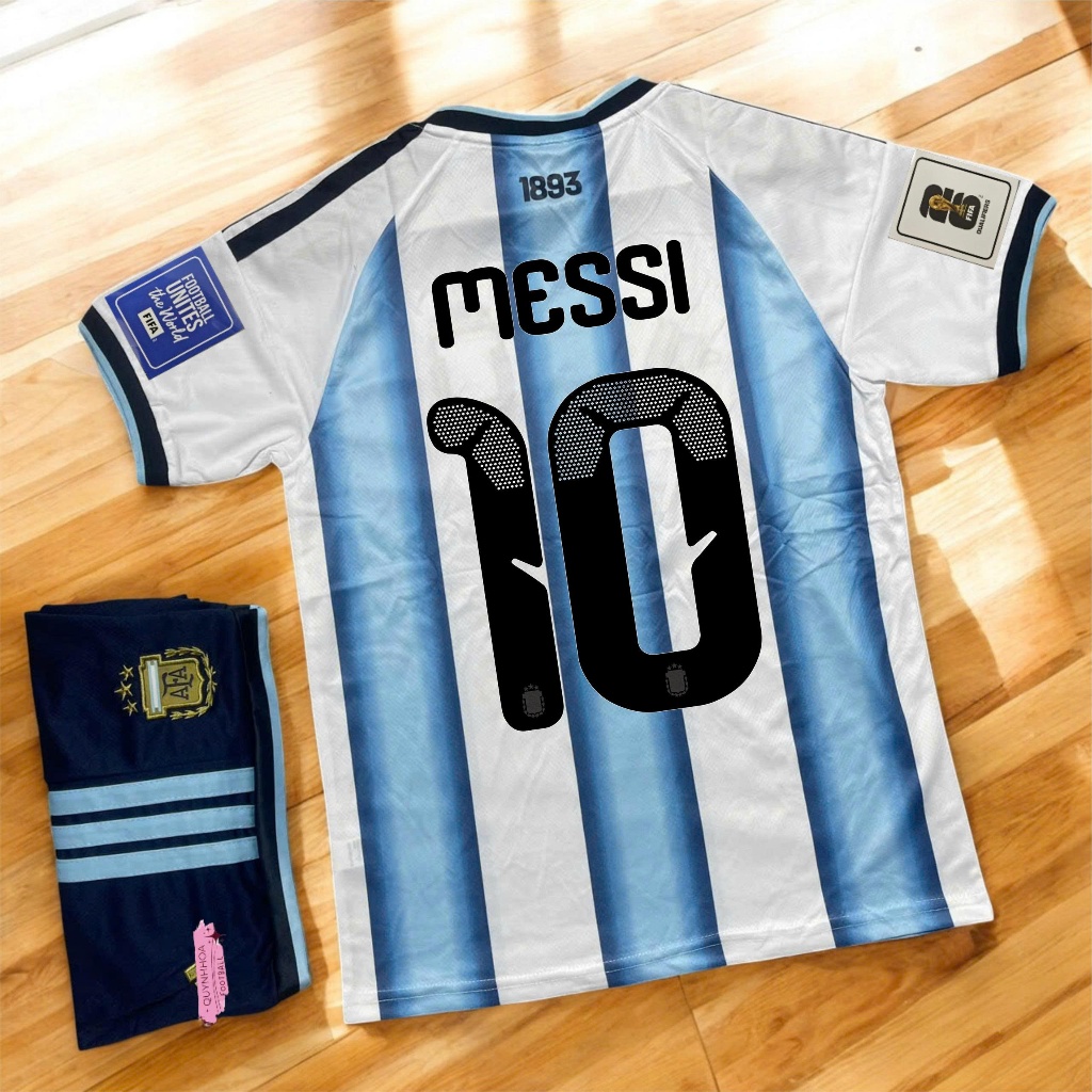 ( FREE SHIP)Bộ Quần Áo Bóng Đá Đội Tuyển Argentina Sân Nhà WC 2026 - Vải Polyester Gai Thái Cao Cấp - Messi số 10