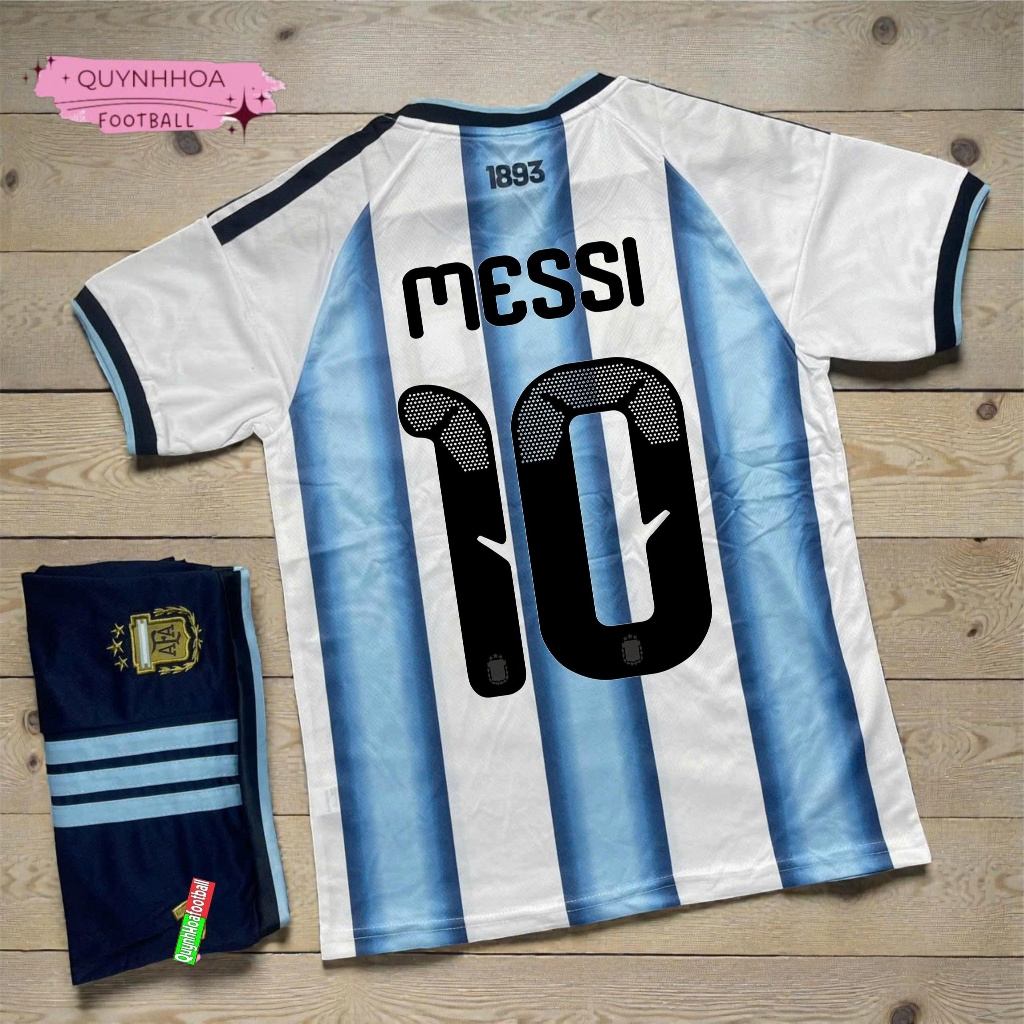 ( FREE SHIP)Bộ Quần Áo Bóng Đá Đội Tuyển Argentina Sân Nhà WC 2026 - Vải Polyester Gai Thái Cao Cấp - Messi số 10