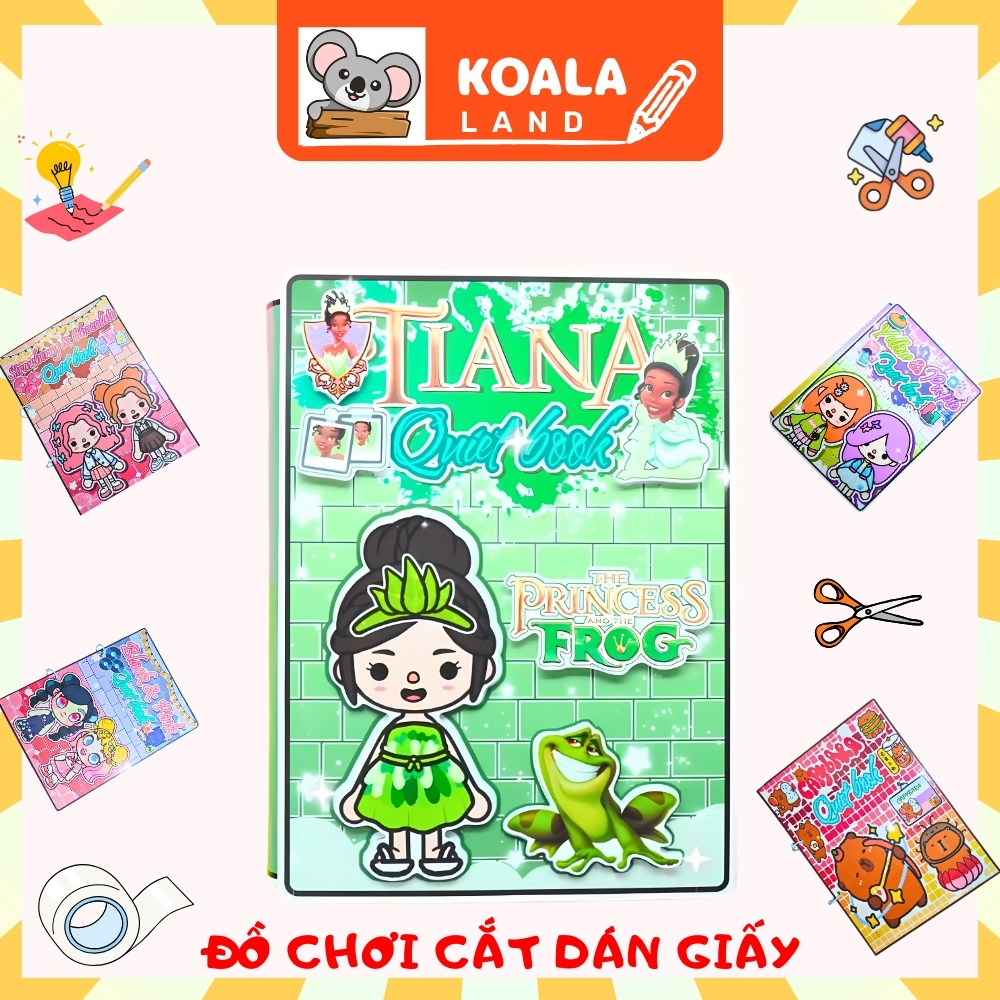 Ngôi nhà của bé  Princess Tiana Quiet Book ngôi nhà giáy dồ chơi búp bê cho bé gái Giấy in chất lượng cao, cứng cáp phát