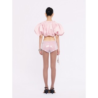 TSUN - Elara Top Áo Croptop Tay Phồng Công Chúa Pastel Pink Cá Tính Sang Chảnh