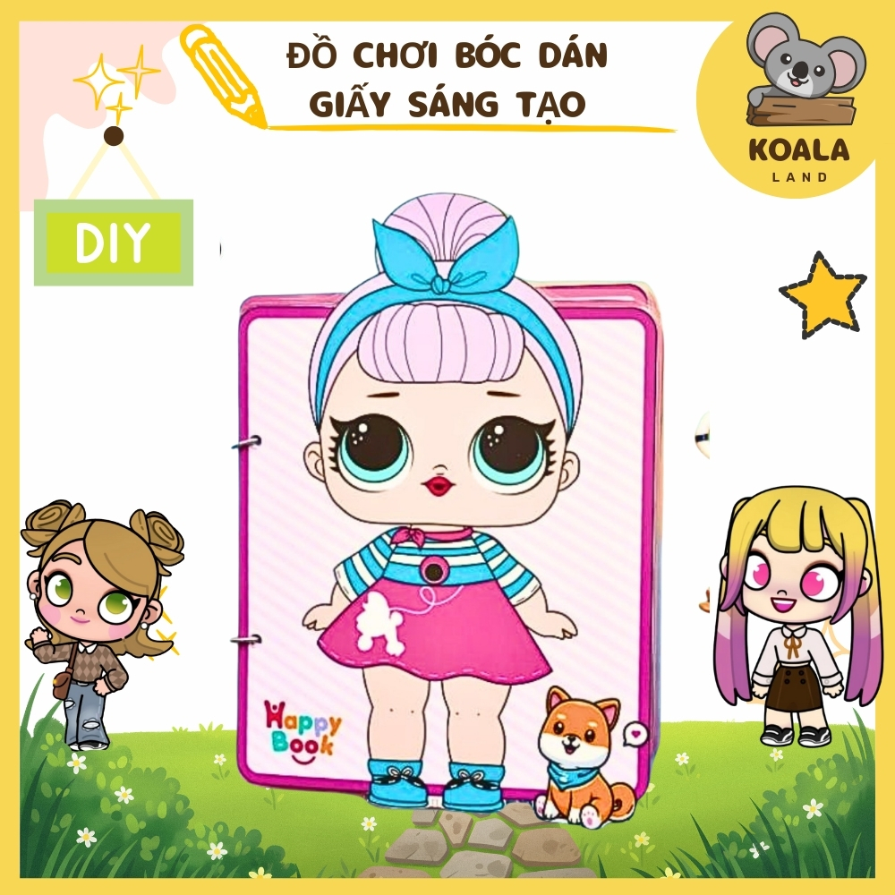 Học liệu bóc dán ngôi nhà búp bê thay đồ cho búp bê công chúa thời trang Happy Book Montessori h4h  Giấy in chất lượng