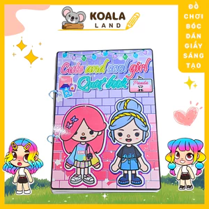 Búp bê giấy toca boca Cute and cool girl đồ chơi bóc dán thủ công candy house quite book