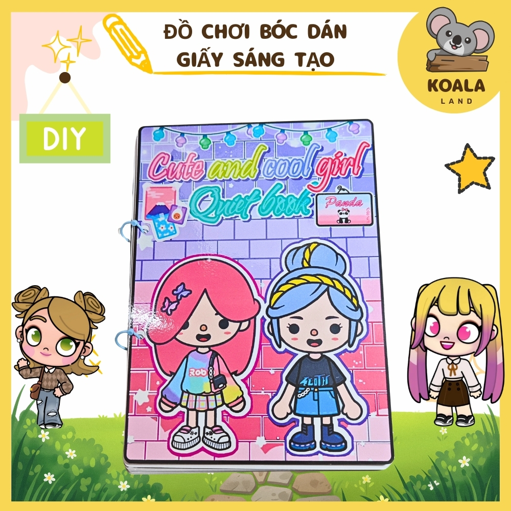 Đồ chơi bóc dán Búp bê giấy Cute and cool girl quiet book - sweetie pie montessori