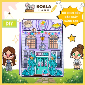 Đồ chơi giấy ngồi nhà búp bê tocaboca montessori, Cute Mermaid House In Quiet, ngôi nhà kuromi đồ chơi cô tiên xanh