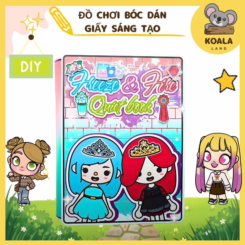 ĐỒ CHƠI NGÔI NHÀ BÚP BÊ GIẤY CẮT THỦ CÔNG DIY -Ngôi nhà của bé Frozen vs Fire In Quiet book Học liệu ngôi nhà búp bê