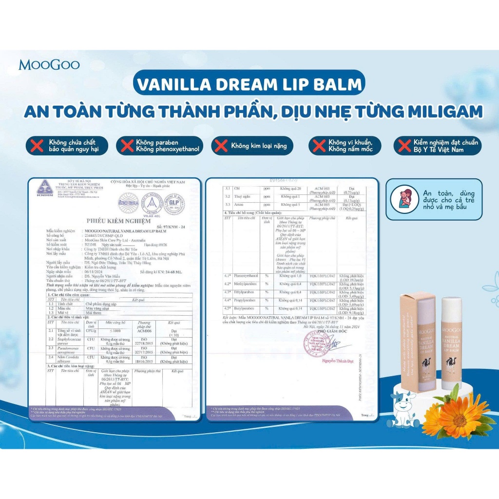Son Dưỡng Môi Thiên Nhiên MooGoo, Không Vaseline Dầu Khoáng, Không Paraben An Toàn Cho Da Nhạy Cảm