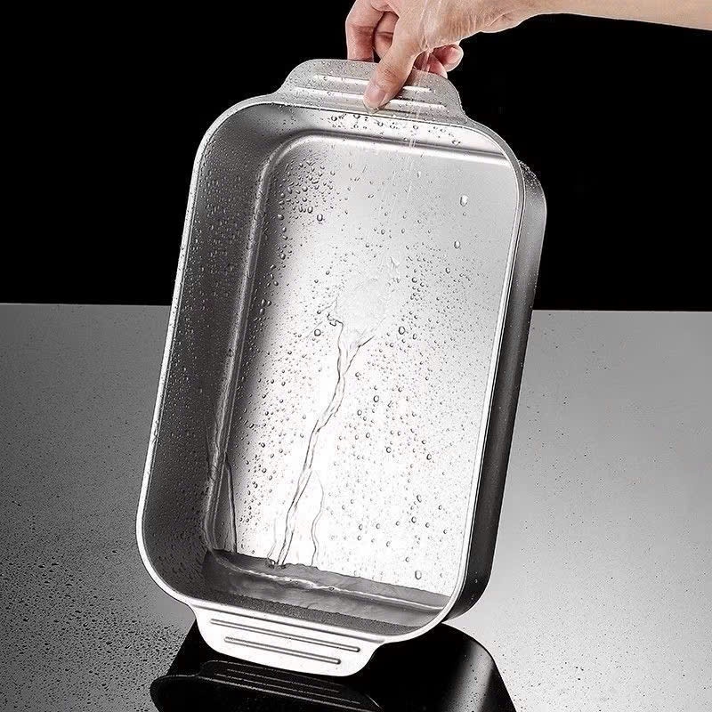 Khay Inox Kèm Nắp Dùng Để Hấp, Nấu Lẩu, Nướng Cá, Đựng Thực Phẩm Đa Năng