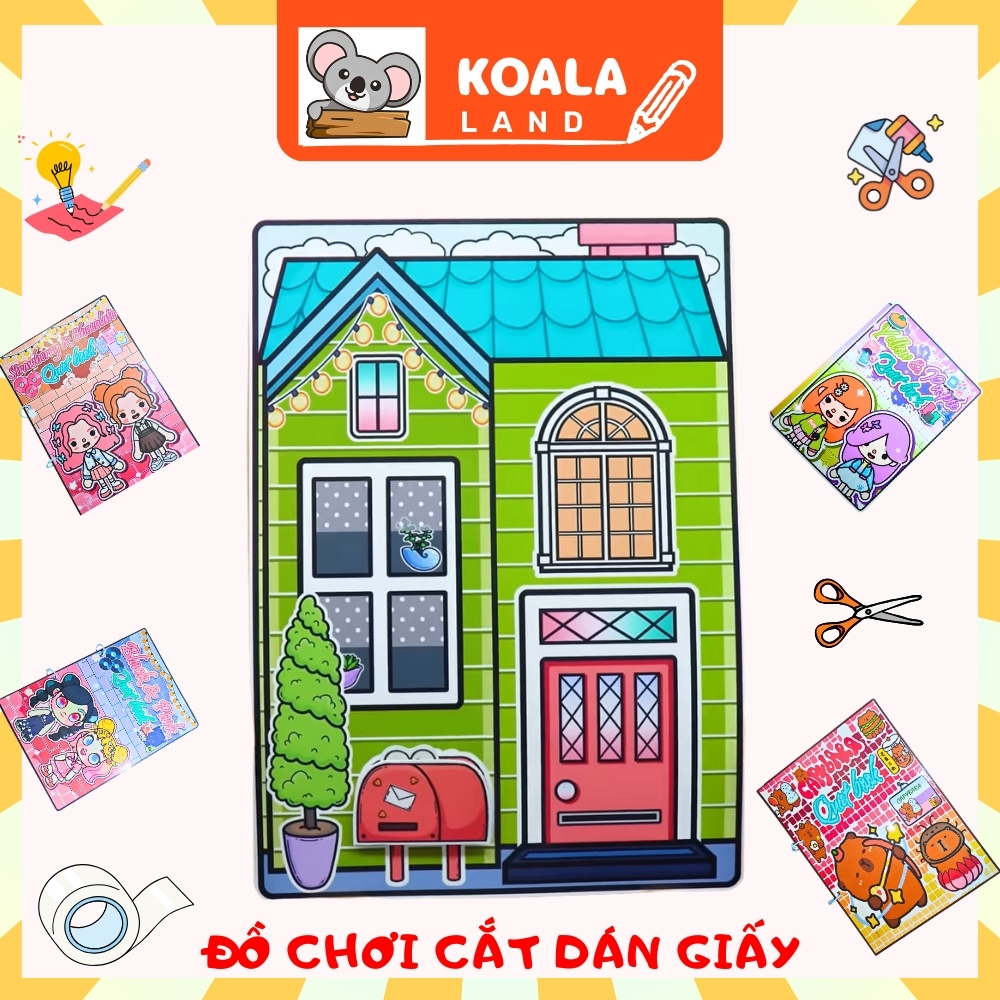 đồ chơi học liệu bóc dán toca life word Ngôi nhà màu xanh của Candy tóc hồng - sweetie pie