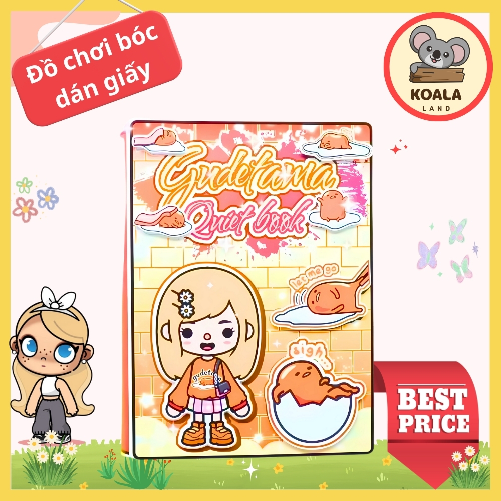 Học liệu bóc dán tocaboca gudetama house, đồ chơi montessori, đồ chơi sách thủ công chủ đề ngôi nhà công chua h29