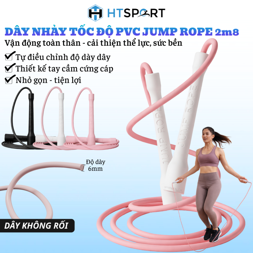 Dây Nhảy Tốc Độ JUMP ROPE - Chất Liệu PVC Dày 6MM Hỗ Trợ Luyện Skill Không Bị Xoắn Dây, Tập Thể Lực Cardio Tại Nhà