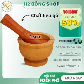 Bộ cối chày size lớn bằng gỗ dày dặn, giã gia vị, cua,.. tiện lợi