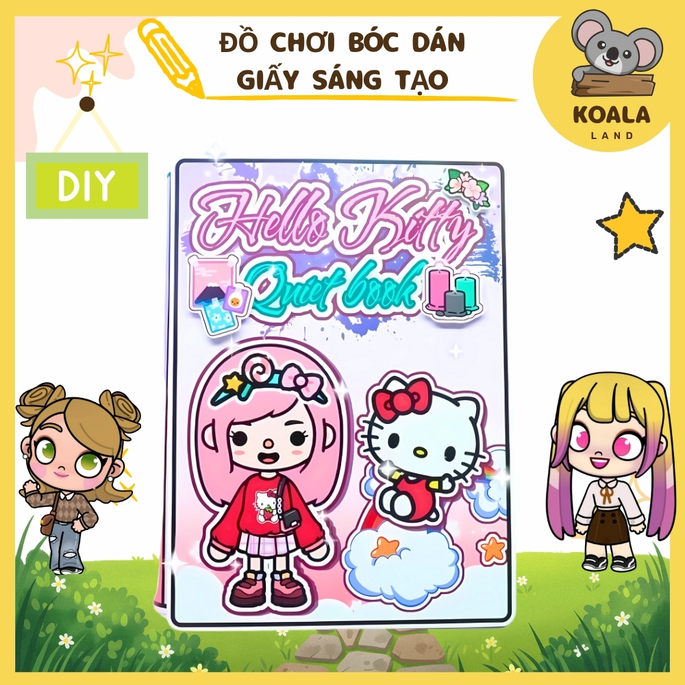 Sách toca life world KT Mèo Toka Dễ Thương Xinh ngôi nhà bằng giấy tiên xanh sổ búp bê giấy cài toca đồ chơi toca boca
