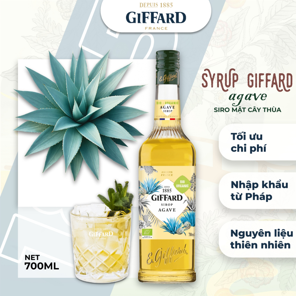 Siro Giffard Cây Thùa Xanh - Agave Syrup 700ml Vị Ngọt Tự Nhiên Thanh Mát