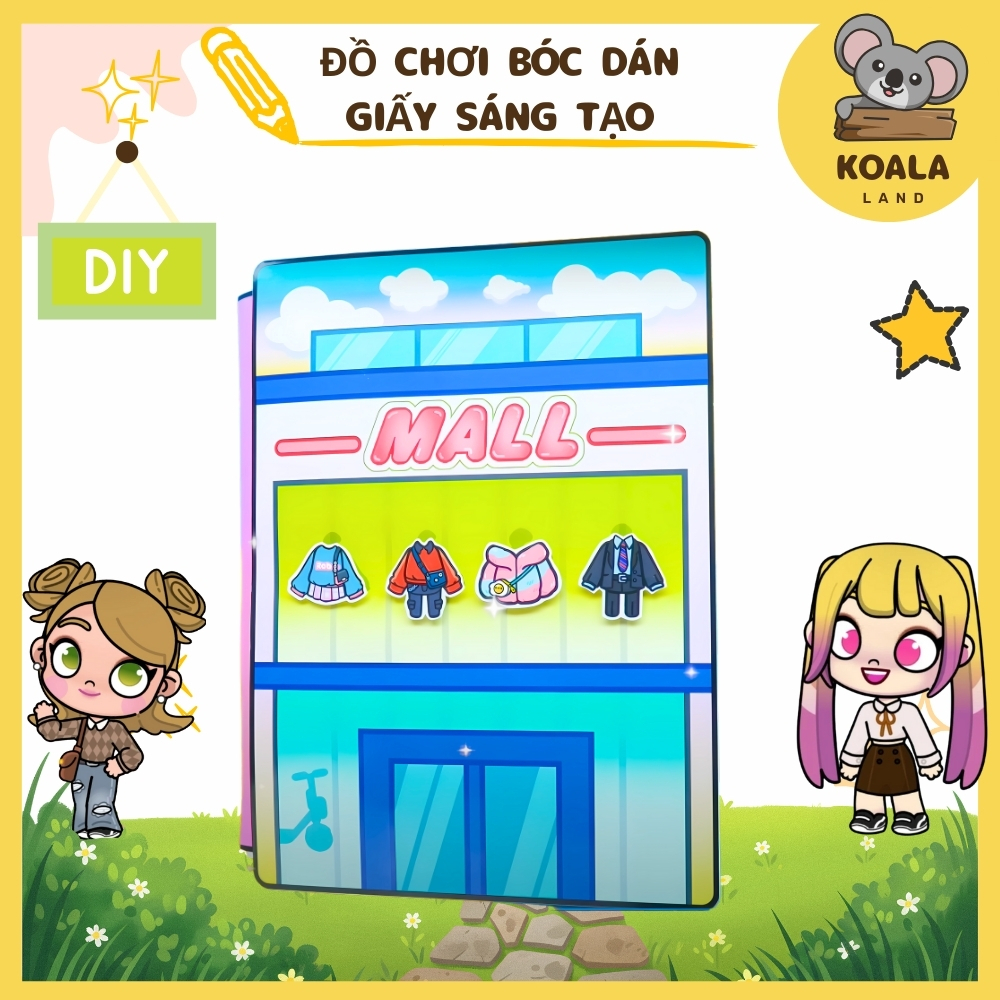Học liệu bóc dán toca boca Mall đồ chơi thông minh bằng giấy thủ công cho bé gái h35 Đồ Chơi - Squishy - Kuromi - Đồ chơ