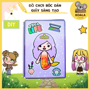 Sách toca life world Nàng Tiên Cá Dễ Thương Xinh Xắn ngôi nhà tiên xanh sổ búp bê giấy cài toca đồ chơi toca boca
