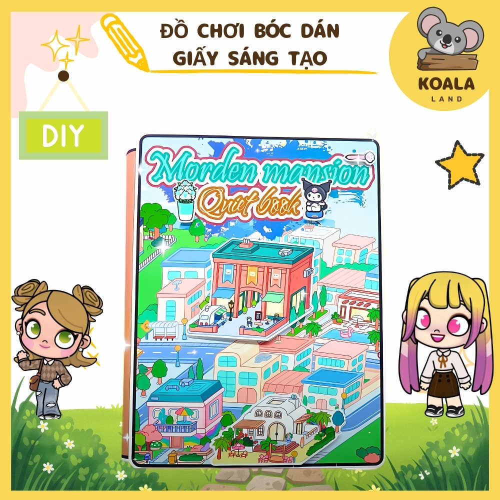 Đồ chơi giấy ngồi nhà búp bê bằng giấy Morden Mansion của cô gái tóc hồng đồ chơi thủ công DIY