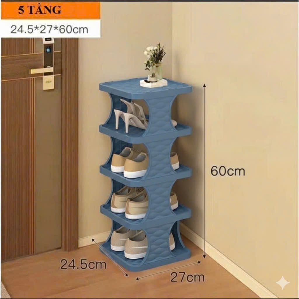 kệ để giày, Giá để giày 5 tầng kiểu mới đa năng thông minh chất liệu nhựa cao cấp