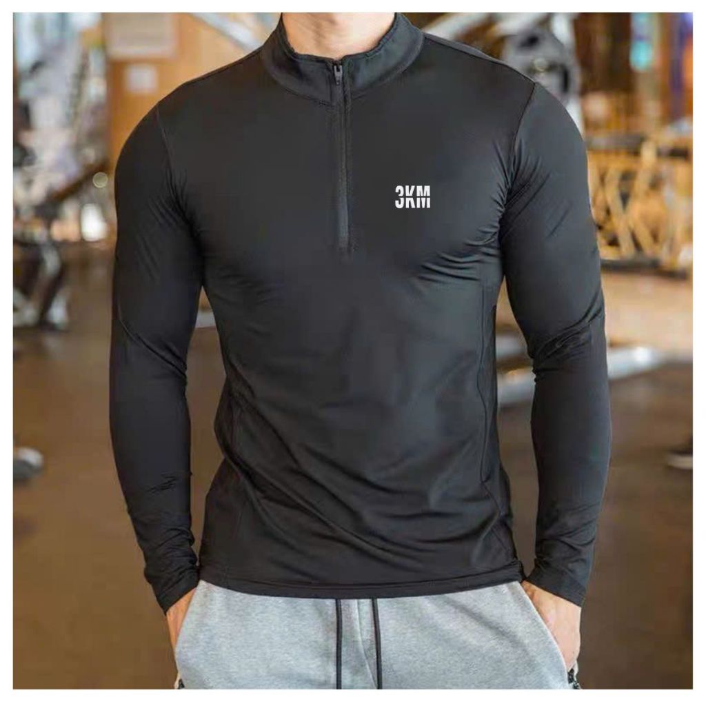 Áo giữ nhiệt, áo tập training 3KMENSWEAR cổ trụ khóa thời trang thể thao giữ ấm giữ nhiệt