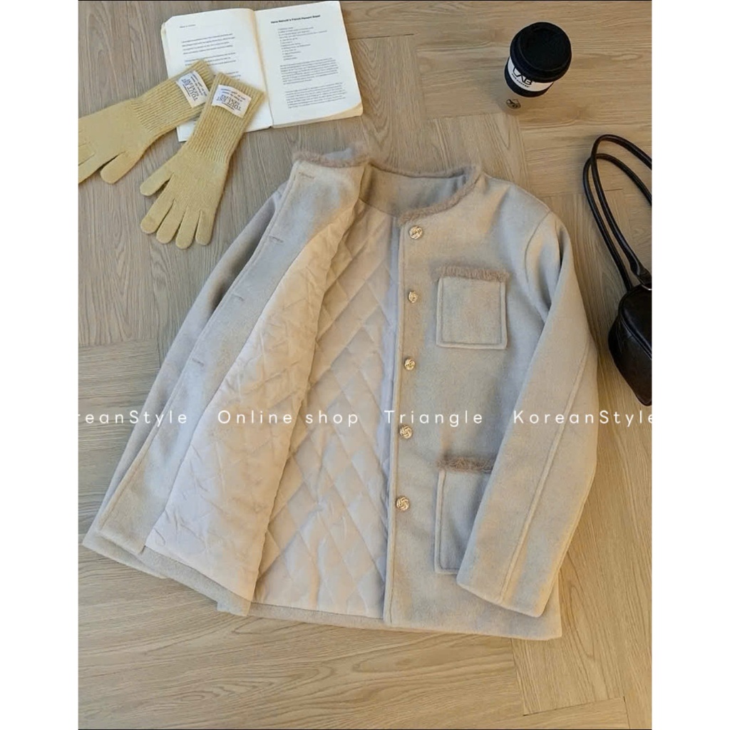 TRIANGLE - Co Set (Cân nhắc kỹ, return is not welcomed)- Set dạ 3 chi tiết chần trám lông vũ bên trong