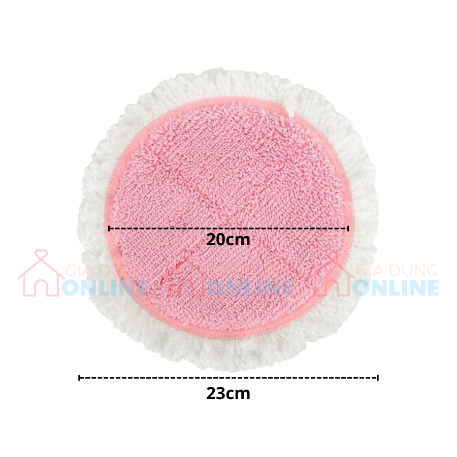 Bông lau nhà tròn nhám dính size 23cm cho cây lau nhà thủ công, máy lau nhà tự động có đế nhám dính....