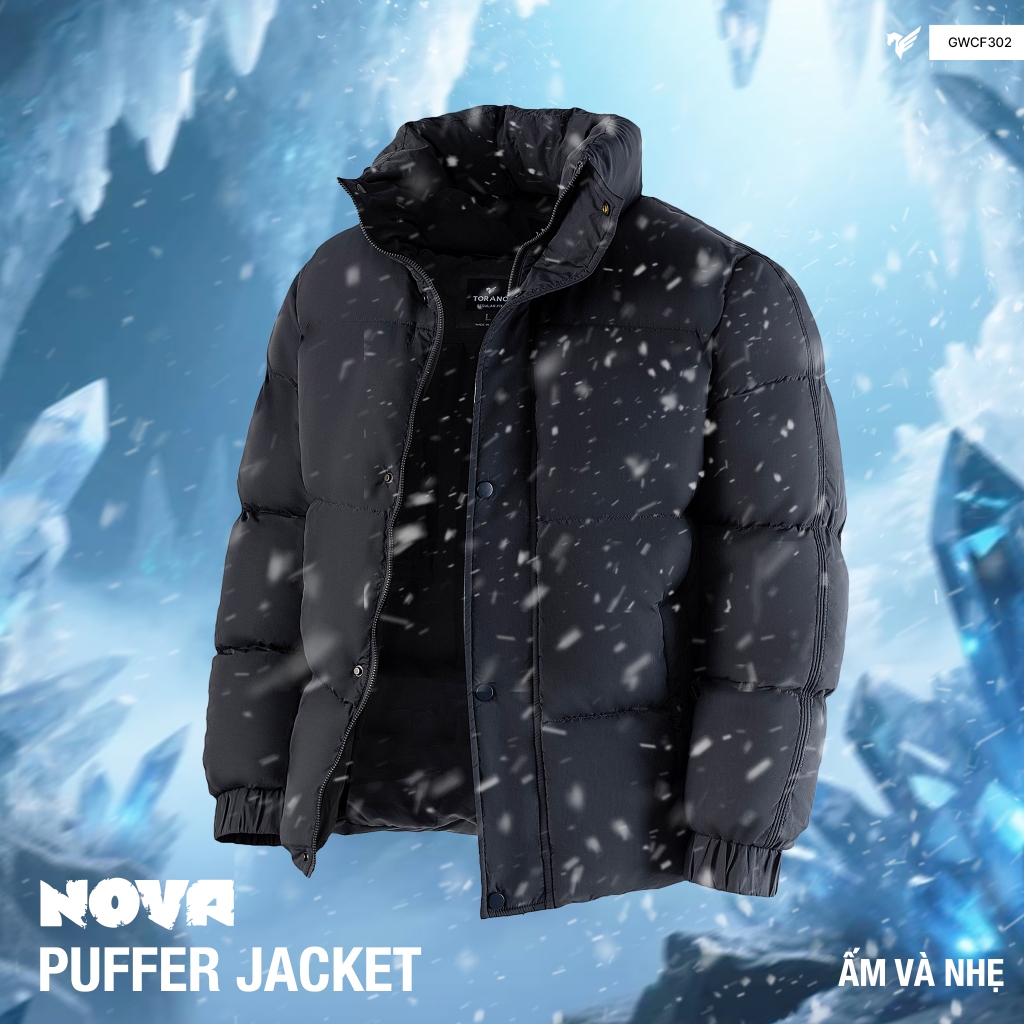 Áo khoác phao 3 lớp NOVA PUFFER JACKET TORANO trơn chần bông cổ cao ...