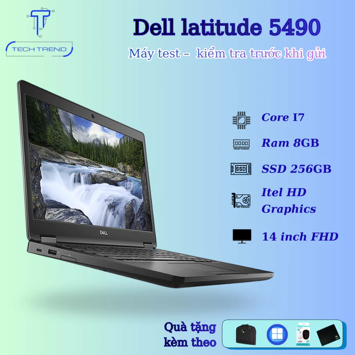Laptop Dell latitude 5490, Core i7-8650U, ram 8GB, ssd 256GB, màn hình 14inch Full HD, Dell E5490