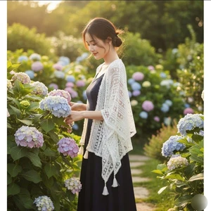 Combo( KHĂN+MŨ có quà tặng kèm )🌸 KHĂN CHOÀNG CARDIGAN LƯỚI REN HOA - PHONG CÁCH SANG CHẢNH 🌸