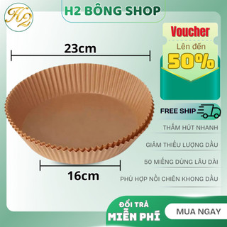 50 miếng giấy lót nồi chiên tròn, giấy lót chống dính thấm dầu