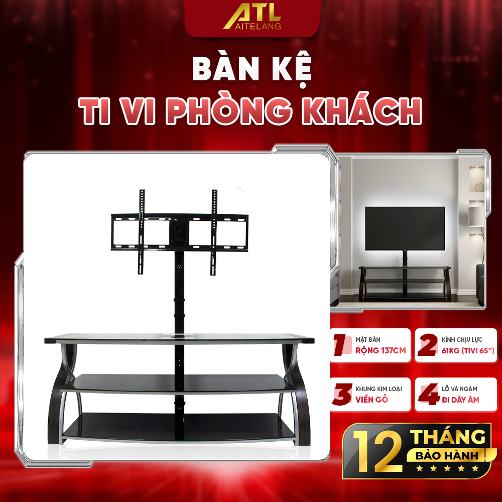 Giá treo tivi, kệ treo tivi đứng 32-65 inch có thể tháo rời,mặt bàn kệ kính cường lực, đẹp, đa năng