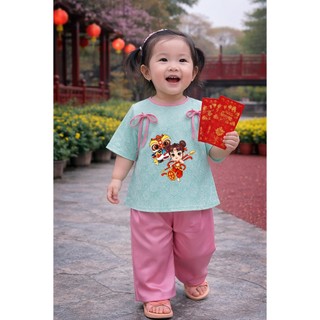 Sét Bà Bà Gấm Lụa Cho Bé Gái Mặc TRUNG THU 2026, Bộ Quần Áo In Hình NATRA, In Cô Gái Mặc Đi Chơi BB11 -  BEEKIDS