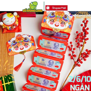 Bao Lì Xì Ngắn 2/6/10/20 Ngăn BỐ KHỦNG LONG Xuân Bính Ngọ Thiết Kế Lân Thần Tài Ngựa Độc Đáo