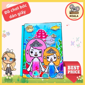 Cuốn Sách Toca Boca Nàng Tiên Cá Màu Hồng Dễ Thương Xinh Xắn sách yên tĩnh kuromi đồ chơi giấy cinnamoroll montessori đ