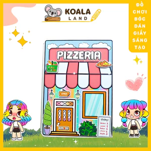 Đồ chơi búp bê giấy Của hàng Pizza toca boca ,đồ chơi bóc dán thủ công