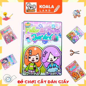 wednesday búp bê giấy ngôi nhà của 2 chị em yellow và purple xinh đẹp-Happyfunny đồ chơi cho bé gái cô tiên xanh