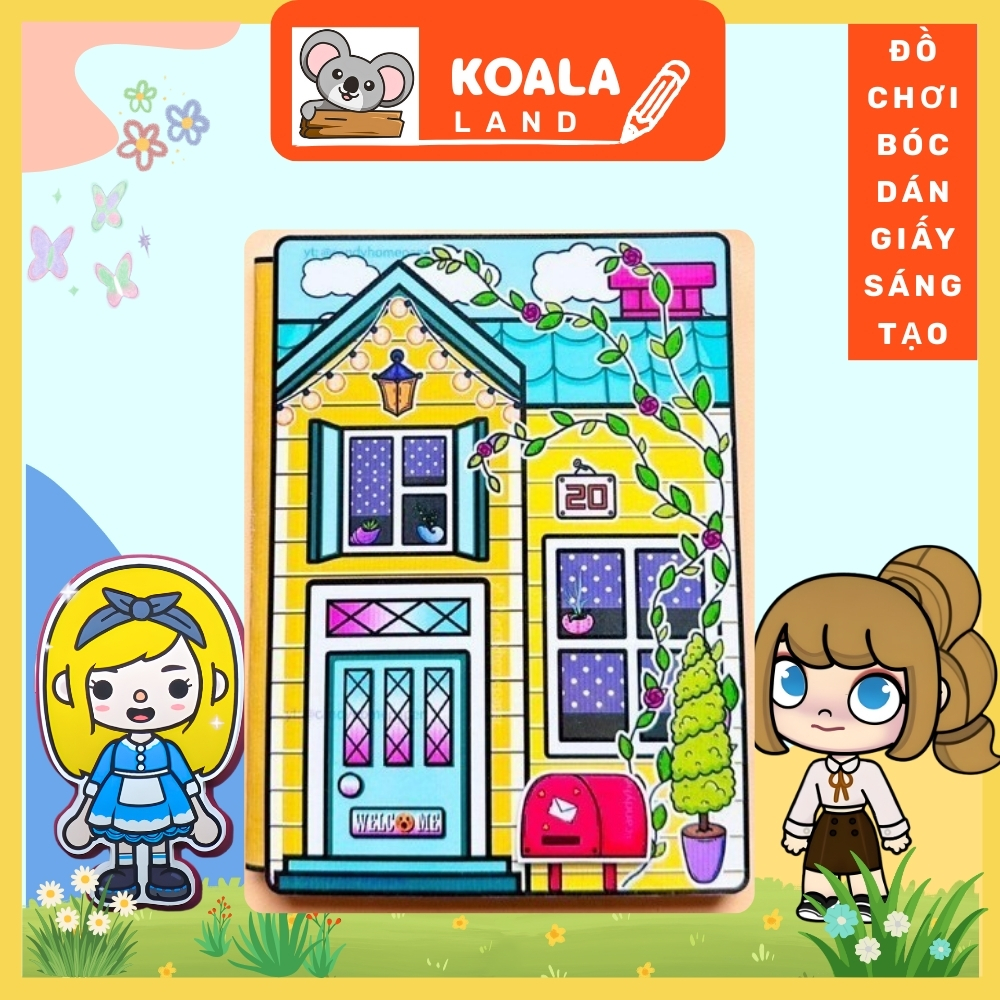 ĐỒ CHƠI NGÔI NHÀ BÚP BÊ GIẤY CẮT THỦ CÔNG DIY - Ngôi nhà của bé Yellow House In Quiet Book.